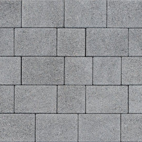 The Barleystone 60mm Glenbridge Burren features interlocking gray rectangular bricks, forming a uniform, textured surface. These bricks have a slightly rough appearance and are arranged in evenly spaced horizontal rows.