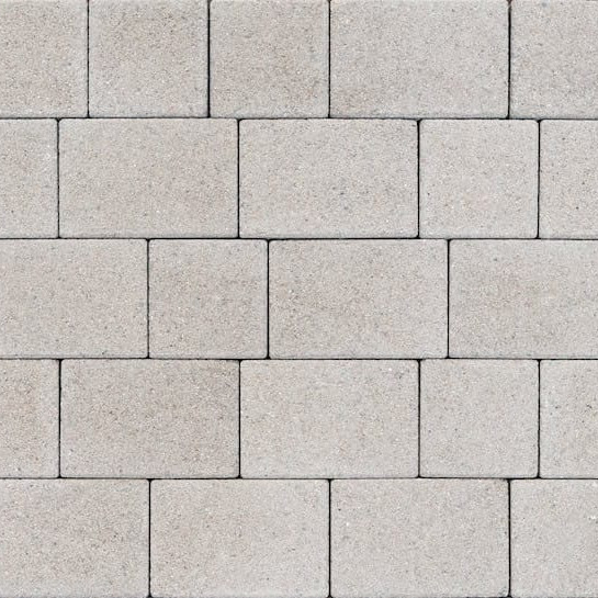 The Barleystone 60mm Glenbridge Willow features closely packed, uniform light gray rectangular bricks in a staggered pattern. They create a textured surface reminiscent of the classic Glenbridge style with evenly spaced, visible grout lines.