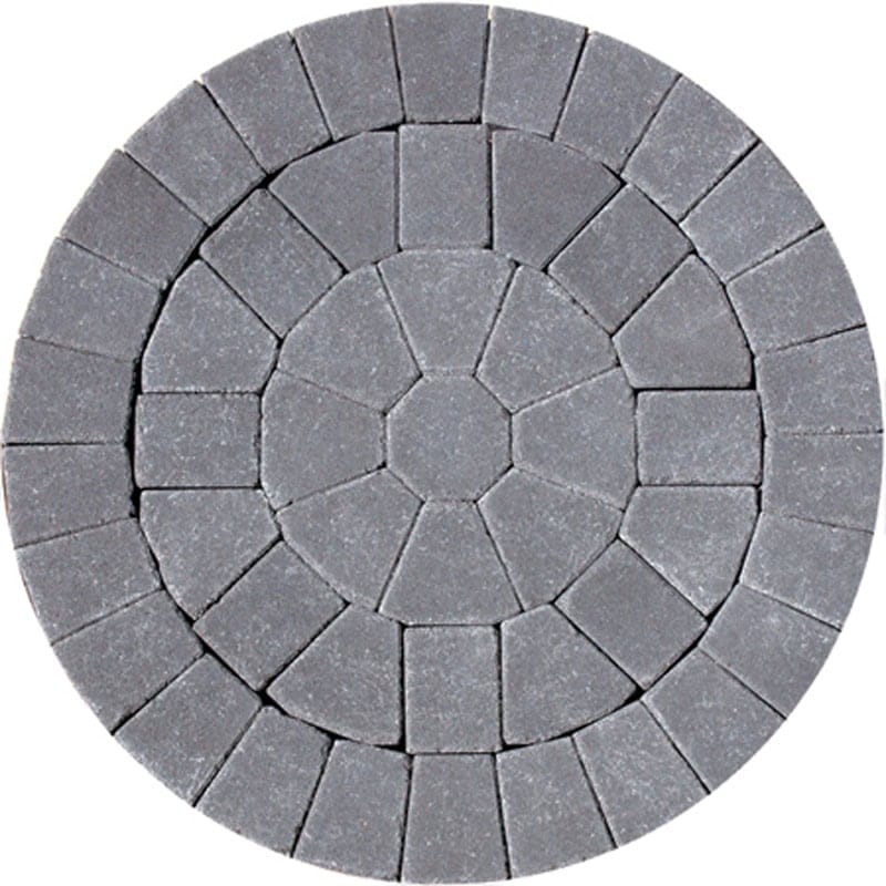 The Barleystone Paving Circle Kit Damson creates a pattern of concentric circles with geometric shapes, fitting together symmetrically and boasting a textured surface, resembling a meticulously assembled circle kit.