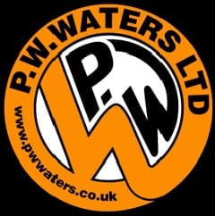 Logo of P.W. Waters Ltd featuring large orange letters 